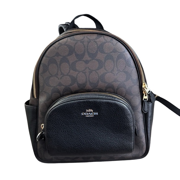 Coach Court Backpack in Black snd Brown signature canvas - Picture 7 of 11